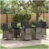 7-delars Trädgårdsmöbelset med Kuddar Grå Poly Rattan vidaXL 200 x 80 x 73 cm – miniatyr 1