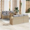 7-delars trädgårdsmöbelset med kuddar i beige poly rattan och akacia vidaXL 100 x 55 x 73 cm – miniatyr 1