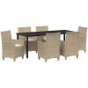 7-delars trädgårdsmöbelset med kuddar i beige poly rattan vidaXL 200 x 80 x 73 cm – miniatyr 2