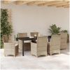 7-delars trädgårdsmöbelset med kuddar i beige poly rattan vidaXL 200 x 80 x 73 cm – miniatyr 4
