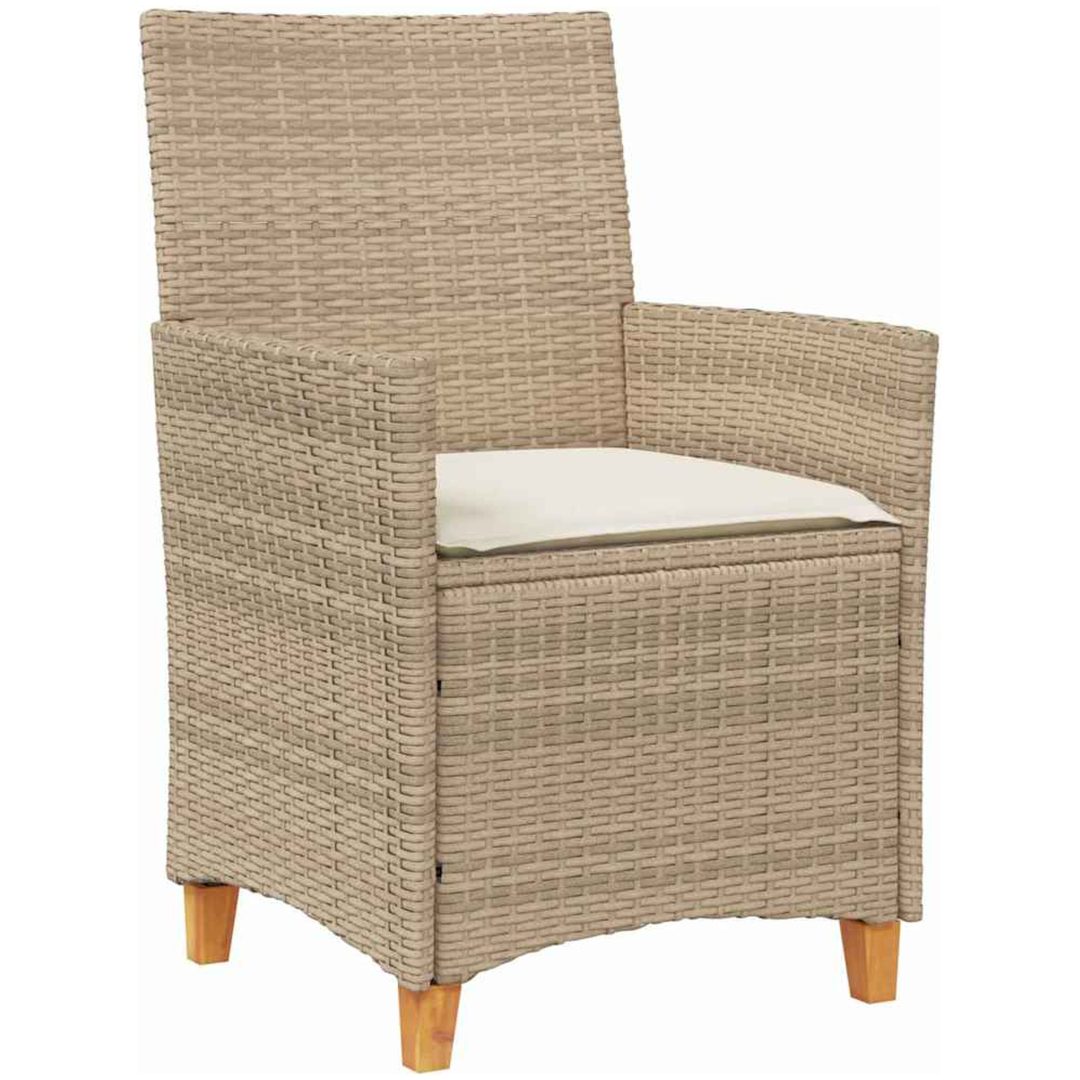 7-delars trädgårdsmöbelset med kuddar i beige poly rattan vidaXL 200 x 80 x 73 cm – bild 6