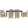 7-delars trädgårdsmöbelset med kuddar i beige poly rattan vidaXL 200 x 80 x 73 cm – miniatyr 7