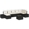 7-delars trädgårdsmöbelset med kuddar i brunt polyrattan vidaXL 55 x 55 x 37 cm – miniatyr 2