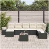 7-delars trädgårdsmöbelset med kuddar i brunt polyrattan vidaXL 55 x 55 x 37 cm – miniatyr 3