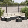 7-delars trädgårdsmöbelset med kuddar i brunt polyrattan vidaXL 55 x 55 x 37 cm – miniatyr 1