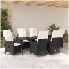 7-delars trädgårdsmöbelset med kuddar i svart poly-rattan vidaXL 200 x 80 x 73 cm – miniatyr 4