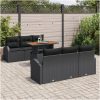 7 Delars Trädgårdsmöbelset med Kuddar Svart Poly Rattan Acacia vidaXL 100 x 55 x 73 cm – miniatyr 3