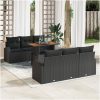 7 Delars Trädgårdsmöbelset med Kuddar Svart Poly Rattan Acacia vidaXL 100 x 55 x 73 cm – miniatyr 1