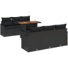7-delars trädgårdsmöbelset med kuddar Svart Poly Rattan Akacia vidaXL Standard – miniatyr 2