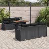 7-delars trädgårdsmöbelset med kuddar Svart Poly Rattan Akacia vidaXL Standard – miniatyr 3