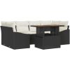 7-delars trädgårdsmöbelset med kuddar, svart poly rattan och akacia vidaXL 100 x 55 x 73 cm – miniatyr 2