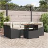 7-delars trädgårdsmöbelset med kuddar, svart poly rattan och akacia vidaXL 100 x 55 x 73 cm – miniatyr 1