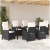7-delars Trädgårdsmöbelset med Kuddar - Svart Poly Rattan vidaXL 200 x 80 x 73 cm – miniatyr 4