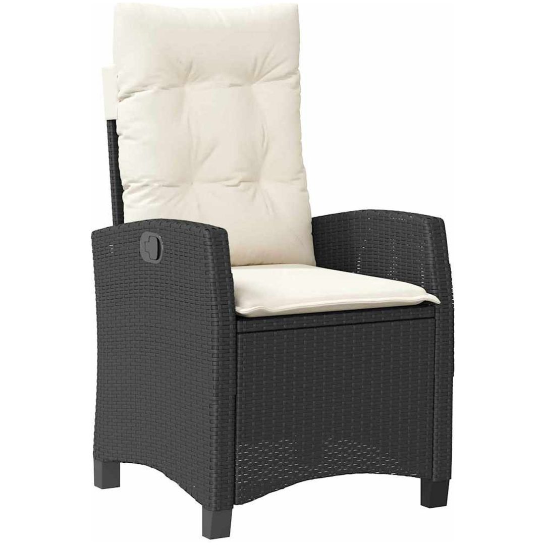 7-delars Trädgårdsmöbelset med Kuddar - Svart Poly Rattan vidaXL 200 x 80 x 73 cm – bild 6