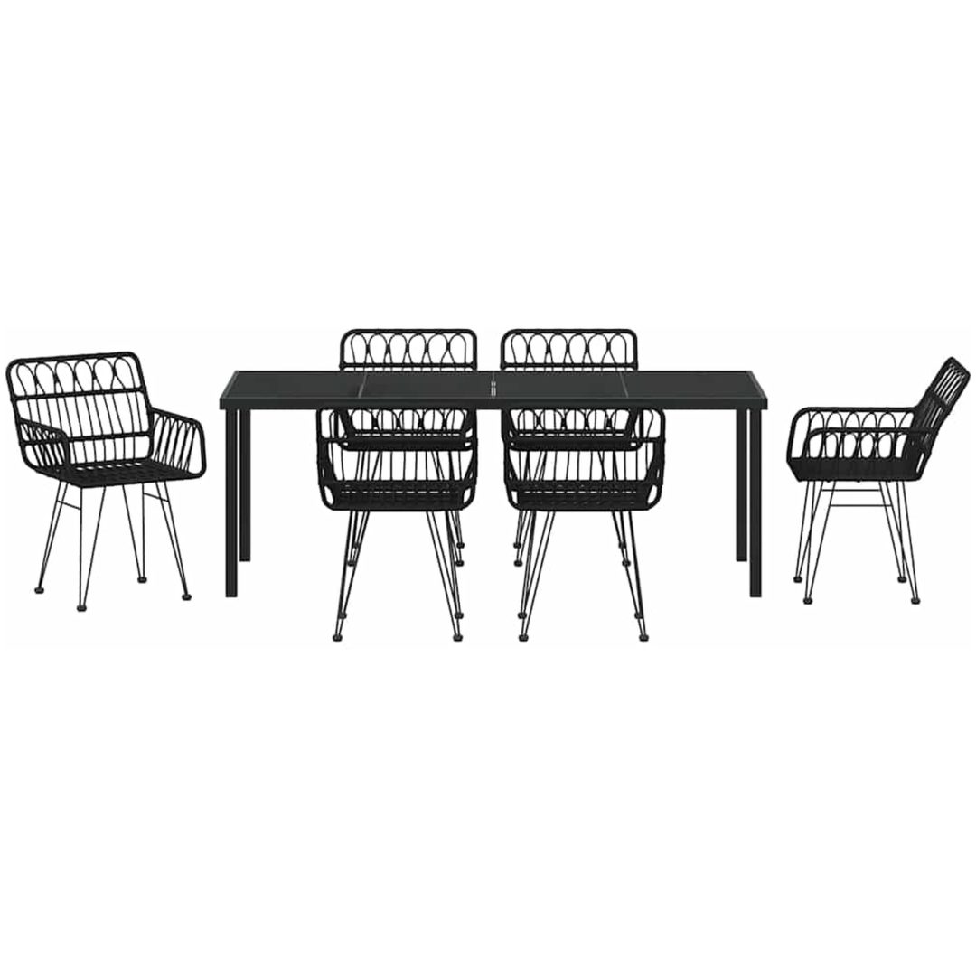 7 Delars Trädgårdsmöbelset Svart Poly Rattan vidaXL 200 x 80 x 73 cm – bild 7