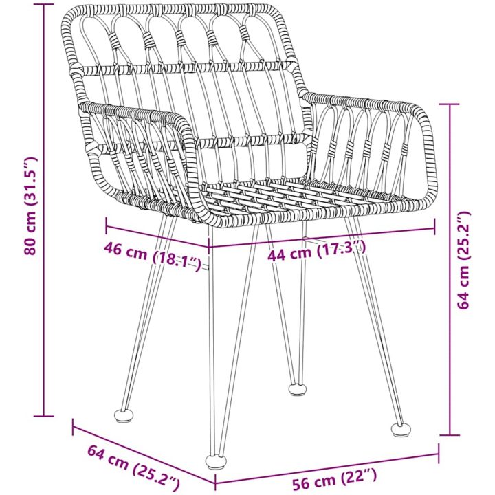 7 Delars Trädgårdsmöbelset Svart Poly Rattan vidaXL 200 x 80 x 73 cm – bild 9