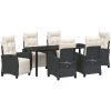 7-delars trädgårdsmöbelset - Svart Poly Rattan vidaXL 200 x 80 x 73 cm – miniatyr 2