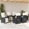 7-delars trädgårdsmöbelset - Svart Poly Rattan vidaXL 200 x 80 x 73 cm – miniatyr 4