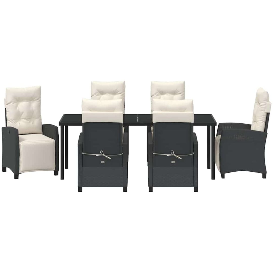 7-delars trädgårdsmöbelset - Svart Poly Rattan vidaXL 200 x 80 x 73 cm – bild 6