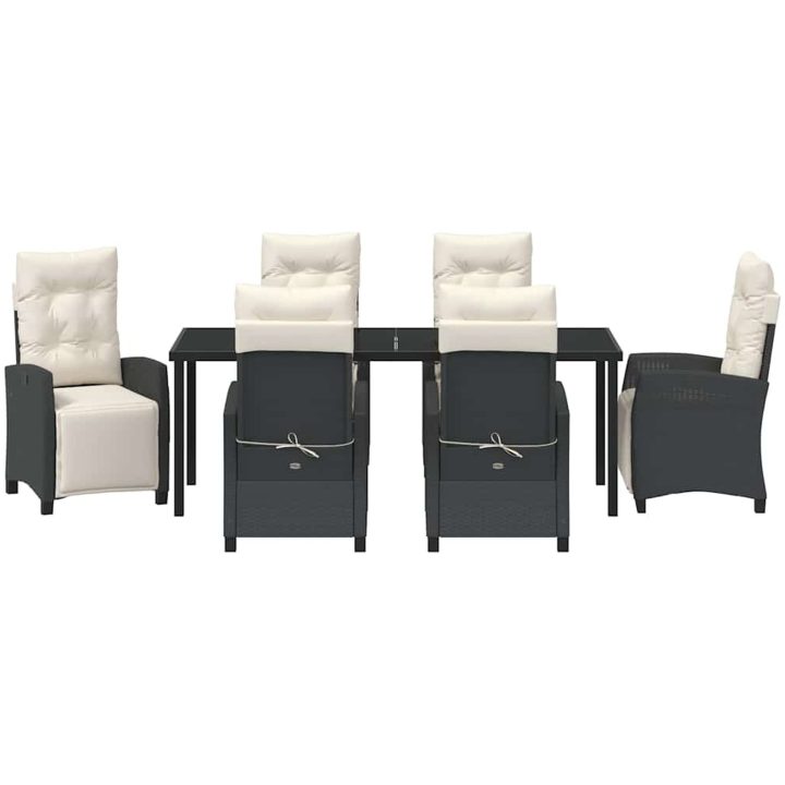7-delars trädgårdsmöbelset - Svart Poly Rattan vidaXL 200 x 80 x 73 cm – bild 6