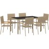7-delars trädgårdsmöblemang Beige Polyrotting vidaXL 6 - Sits – miniatyr 2