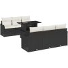 7-delars trädgårdsofa-set med kuddar svart poly rattan vidaXL Stor – miniatyr 2