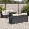 7-delars trädgårdsofa-set med kuddar svart poly rattan vidaXL Stor – miniatyr 3