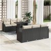 7-delars trädgårdsofa-set med kuddar svart poly rattan vidaXL Stor – miniatyr 1
