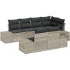 7-delars Trädgårdsofas med kuddar Ljusgrå Poly Rattan vidaXL 184 x 62 x 85 cm – miniatyr 2