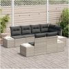 7-delars Trädgårdsofas med kuddar Ljusgrå Poly Rattan vidaXL 184 x 62 x 85 cm – miniatyr 3
