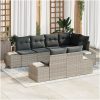 7-delars Trädgårdsofas med kuddar Ljusgrå Poly Rattan vidaXL 184 x 62 x 85 cm – miniatyr 1