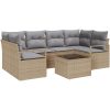 7-delars trädgårdsofaset med kuddar Beige poly rattan vidaXL Stor – miniatyr 2