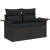 7-delars trädgårdsofaset med kuddar svart poly rattan vidaXL Medium – miniatyr 2