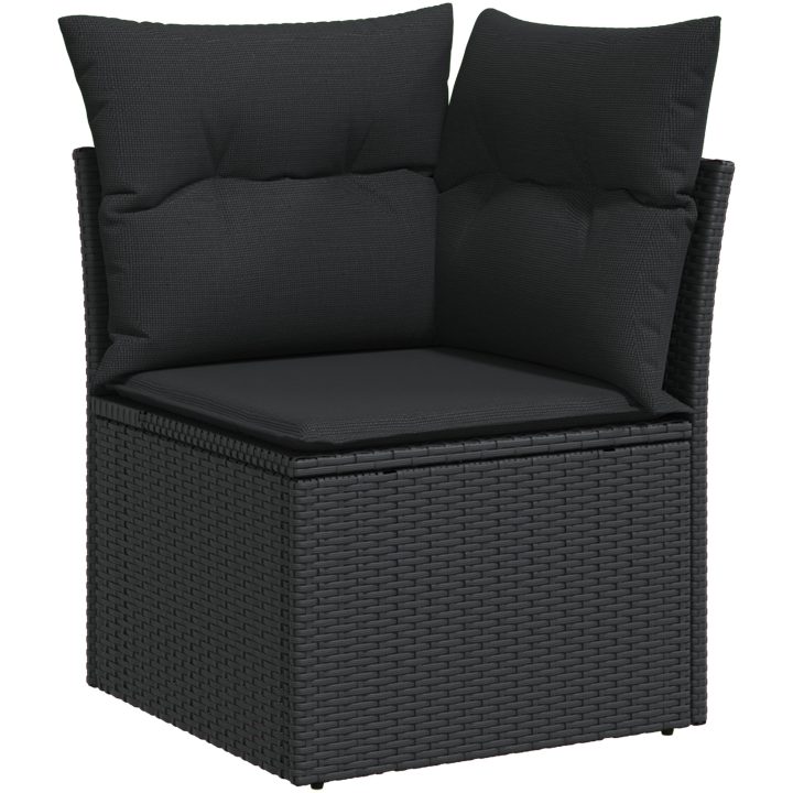 7-delars trädgårdsofaset med kuddar svart poly rattan vidaXL Medium – bild 3