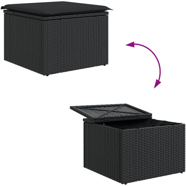 7-delars trädgårdsofaset med kuddar svart poly rattan vidaXL Medium – bild 10