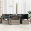 7 Delars Trädgårdsoff Grupp med Kuddar Grå Poly Rattan vidaXL 100 x 55 x 73 cm – miniatyr 3