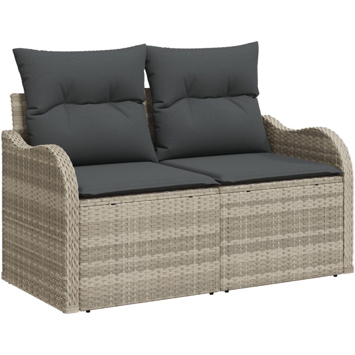 7-delars trädgårdsoffセット med kuddar grå polyrotting vidaXL Stor – bild 4