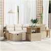 7-delars trädgårdsoffセット med kuddar i beige polyrotting vidaXL Medium – miniatyr 1