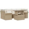 7-delars trädgårdsoff-set med beige kuddar i poly rattan vidaXL 100 x 55 x 73 cm – miniatyr 2