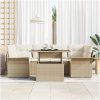 7-delars trädgårdsoff-set med beige kuddar i poly rattan vidaXL 100 x 55 x 73 cm – miniatyr 3