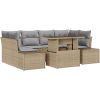 7-delars trädgårdsoff set med beige kuddar i polyrotting vidaXL 100 x 55 x 73 cm – miniatyr 2
