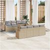 7 Delars Trädgårdsoff-set med Kuddar Beige Poly Rattan vidaXL 100 x 55 x 73 cm – miniatyr 3