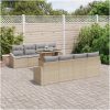 7 Delars Trädgårdsoff-set med Kuddar Beige Poly Rattan vidaXL 100 x 55 x 73 cm – miniatyr 1