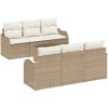 7 Delars Trädgårdsoff Set med Kuddar Beige Poly Rättan vidaXL 55 x 55 x 37 cm – miniatyr 2