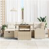 7-delars trädgårdsoff-set med kuddar, beige poly rotting vidaXL 100 x 55 x 73 cm – miniatyr 3