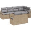 7-delars trädgårdsoff set med kuddar beige poly rotting vidaXL Medium – miniatyr 2