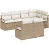 7 Delars Trädgårdsoff Set Med Kuddar Beige Poly Rottning vidaXL Medium – miniatyr 2