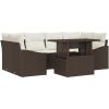 7-delars Trädgårdsoff-set med Kuddar Brun Poly Rattan vidaXL 100 x 55 x 73 cm – miniatyr 2