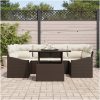7-delars Trädgårdsoff-set med Kuddar Brun Poly Rattan vidaXL 100 x 55 x 73 cm – miniatyr 3