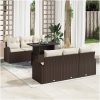 7-delars trädgårdsoff set med kuddar - brun poly rattan vidaXL 100 x 55 x 73 cm – miniatyr 1